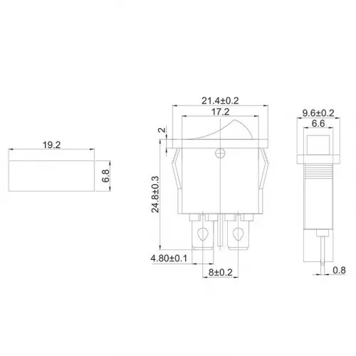 Выключатель клавишный 250В 6А (2с) ON-OFF красн. Mini (RWB-103 SC-766 MRS-101-5) Rexant 36-2051 фото 2
