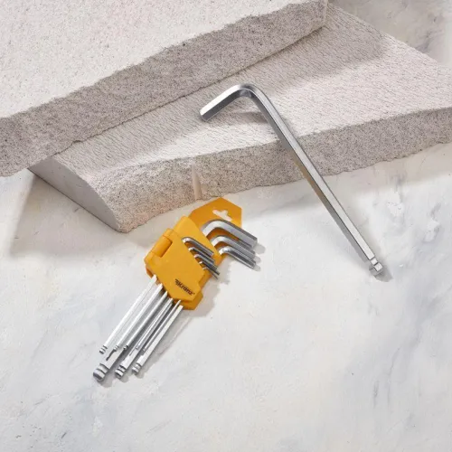 Набор ключей имбусовых HEX 1.5-10мм CrV 9шт удлиненные с шаром Kranz KR-12-5211 фото 4