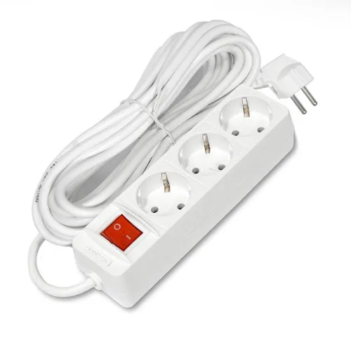 Удлинитель 3х7м с заземл. 16А IP20 3.5кВт ПВС 3х1 с выкл. бел. DOMTOK 2383 фото 3