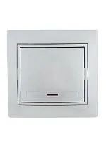 Переключатель проходной 1-кл. СП Mira 10А с подсветкой со вставкой сер. метал. LEZARD 701-1010-114