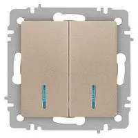 Выключатель 2-кл. СП Accent 6-105-04 10А IP20 250В с подсветкой AL/CU шампань Intro Б0063513