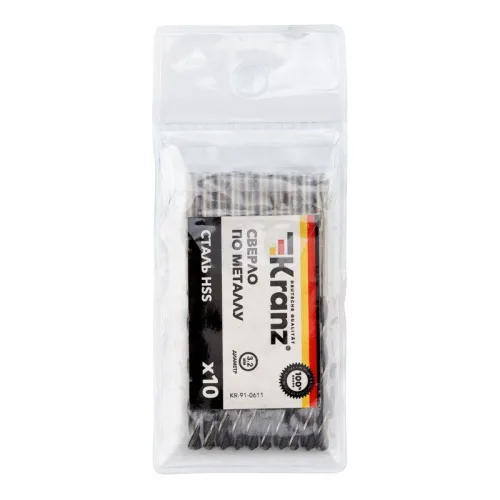 Сверло по металлу 3.2мм HSS DIN 338 (уп.10шт) Kranz KR-91-0611 фото 5