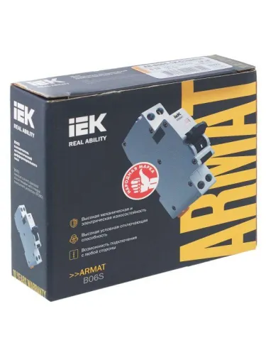 Выключатель автоматический дифференциального тока 2п (1P+N) C 10А 30мА тип A АВДТ B06S 18мм ARMAT IEK AR-B06S-1N-C10A030 фото 3