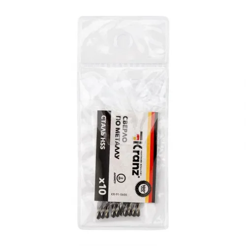 Сверло по металлу 2.0мм HSS DIN 338 (уп.10шт) Kranz KR-91-0605 фото 5