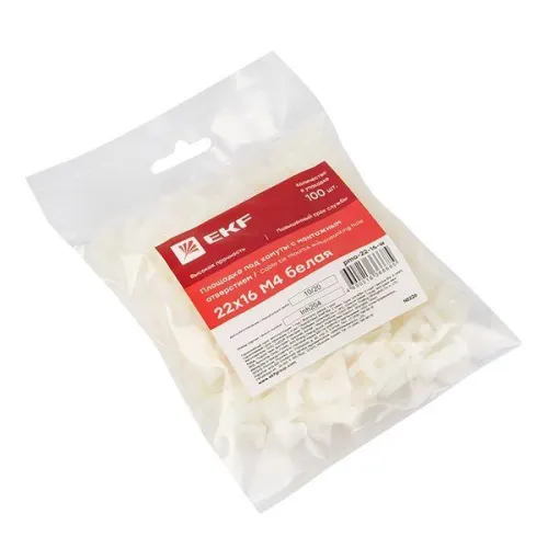 Площадка под хомуты (22х16) с монтажным отверстием М4 бел. (уп.100шт) PROxima EKF pmo-22-16-w фото 3