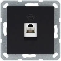 Розетка телефонная 1-м RJ11 механизм черн. матов. soft touch JasmartG6101PB