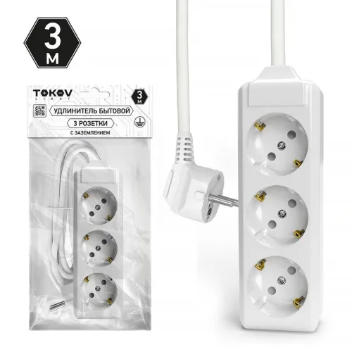 Удлинитель 3х3м с заземл. 10А 3х1.5 TOKOV ELECTRIC TKL-C01-BU3-3-1.5-Z