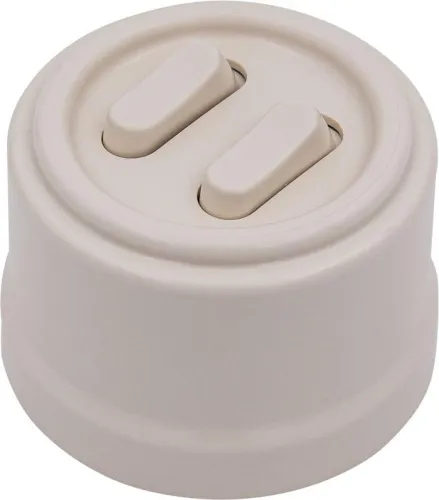 Выключатель 2-кл. (клавишный) пластик песочн. зол. Bironi B1-222-24