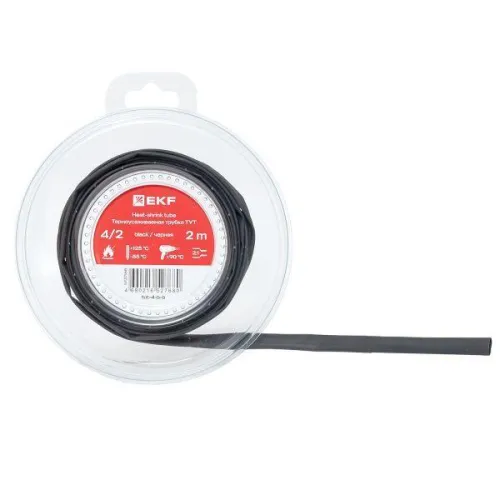 Трубка термоусадочная ТУТ нг 4/2 черн. ролик 2 м EKF tut-4-b-b фото 4