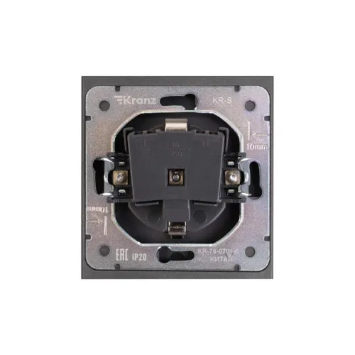 Розетка 1-м СП STRONG MIELE 16А с заземл. защ. шторки графит Kranz KR-78-0701-6 фото 2