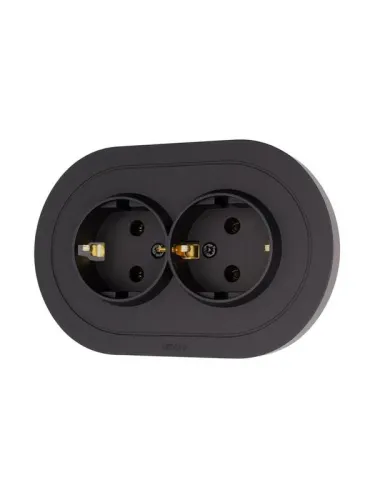 Розетка 2-м СП OSEN с заземл. ПБТ круглая механизм черн. бархат LEZARD 744-4200-127B фото 2