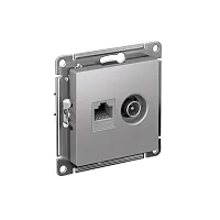 Розетка компьютерная + телевизионная 2-м СП AtlasDesign RJ45 кат.5E + TV механизм алюм. SE ATN000389