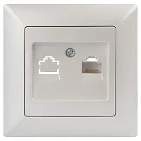 Розетка компьютерная 1-м СП Solo 4-303-06 RJ45 IP20 перламутр Intro Б0053993