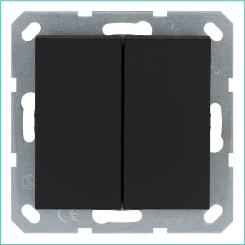 Переключатель проходной 2-кл. 10А IP20 механизм черн. матов. soft touch Jasmart G3022PB