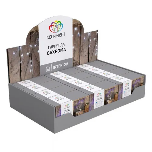 Гирлянда светодиодная "Айсикл" (бахрома) 1.8х0.5м 48LED бел. 3Вт 230В IP20 провод прозр.Neon-Night 255-015 фото 2