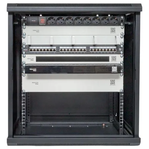 Шкаф настенный 19дюйм TERACOM PRO 12U 600х450мм дверь стеклянная с замком-ручкой черн. EKF TRP-WLL-1264-40B фото 12