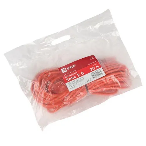 Удлинитель-шнур 1х20м с заземл. 16А IP20 Зевс 2.0 3.5кВт ПВС 3х1 PROxima EKF USB02-16-310-1-20 фото 5