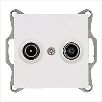 Розетка телевизионная оконечная TV + FM 2-м Ф9.5мм механизм бел. глянцевый Jasmart G6204W