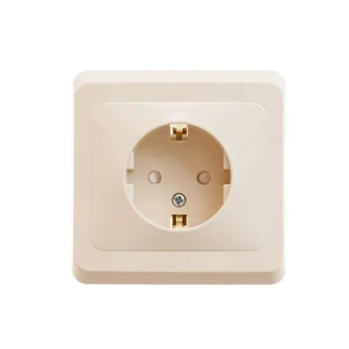 Розетка 1-м СП Этюд 16А IP20 250В с заземл. защ. шторки крем. SE PC16-004K фото 2
