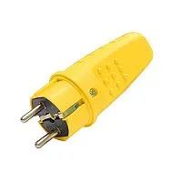 Вилка электрическая 1ф 16А 250В IP44 прямая однофазная каучук желт. Universal 3089