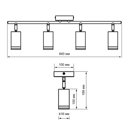 Светильник PCL-0104 4xGU10 IP20 230В BL настен./потолочн. декор. под лампу JazzWay 5066465 фото 13