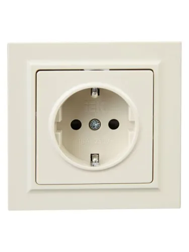 Розетка СП BRITE РСР14-1-0-БрКр 16А в сборе с заземл. защ. шторки беж. IEK BR-R14-16-K10-F фото 6