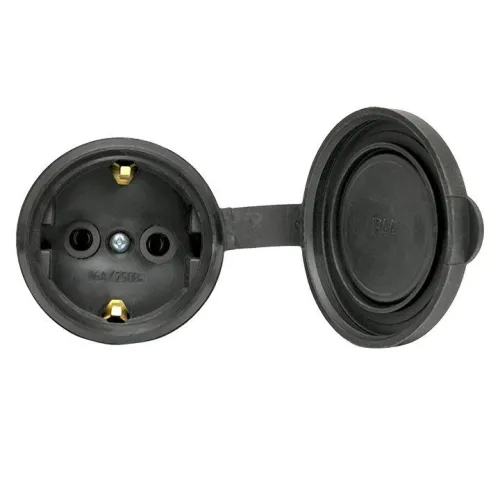 Розетка переносная 16А IP44 230В 2P+PE с защ. крышкой каучук Basic EKF RPS-012-16-230-44 фото 2
