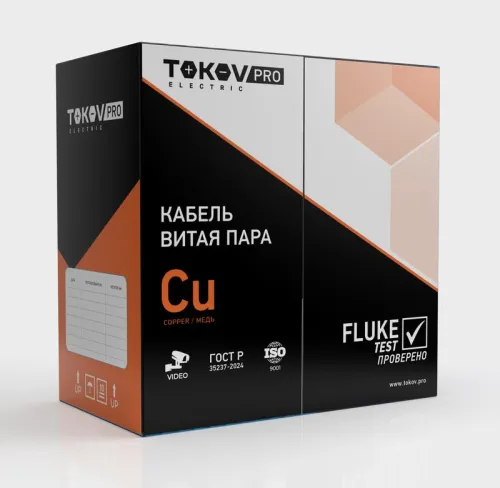 Кабель витая пара F/UTP 4х2х24AWG(0.52мм) кат.5E PVC indoor Fluke tested 305м (м) PRO TOKOV ELECTRIC TKP-C06-F42-5E-RU-PVC фото 2