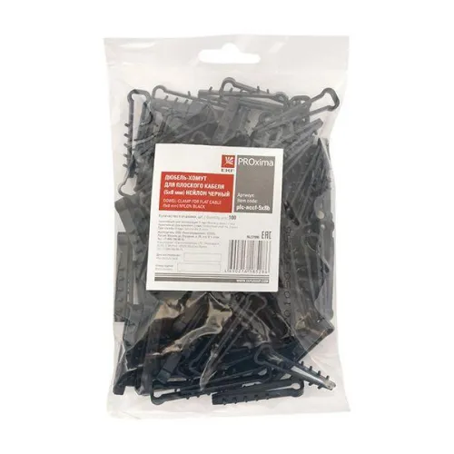 Дюбель-хомут d5-8мм для плоского кабеля нейлон черн. (уп.100шт) PROxima EKF plc-nccf-5x8b фото 3