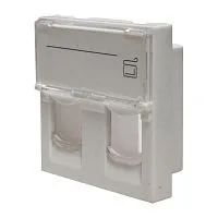 Панель лицевая 2 порта 45х45 Keystone шторки откидное маркировочное окно SUPRLAN 10-0302