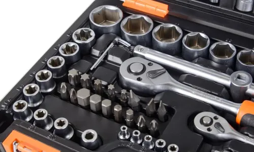 Набор инструментов 1/2дюйм 1/4дюйм CrV в кейсе 108 предмета Вихрь 73/6/7/8 фото 4