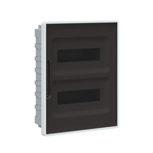 Щиток 24 мод встраиваемый для полых стен FRAME с тонированной дверцей с 4 шинами PEN (2шт на 8 отв. и 2шт на 6 отв.) бел. DKC F24B3WD