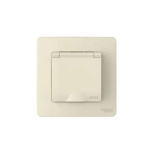 Розетка 1-м СП Blanca 16А IP44 250В с заземл. защ. шторки с крышкой молочн. SE BLNRS441112 фото 3