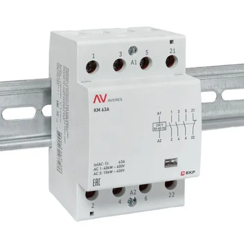 Контактор модульный КМ 63А 3NO+1NC 230В AC (3 мод.) AVERES EKF km-av-3-63-31-230V фото 2