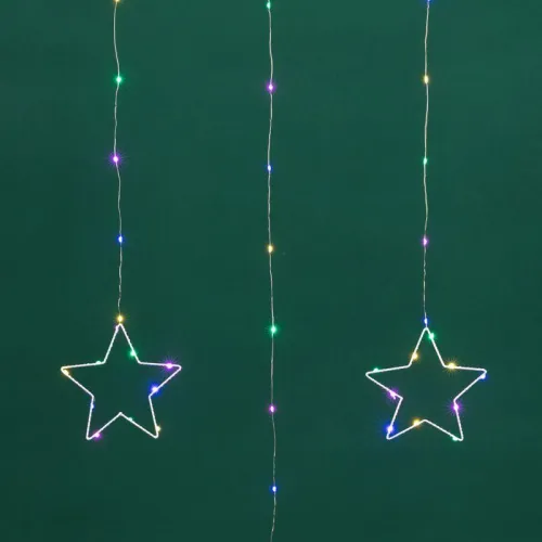 Гирлянда светодиодный занавес из росы с фигурами звезд IP20 USB + пульт управления мультиколор Neon-Night 315-849 фото 4