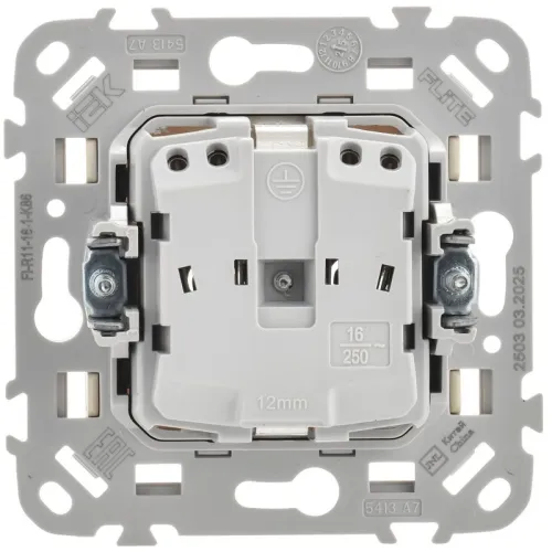 Розетка СП FLITE РС11-1-ФлСл 16А с заземл. без защ. шторок безвинтовое крепление механизм сливочный IEK FI-R11-16-1-K86 фото 4