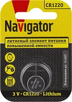 Элемент питания литиевый CR1220 93 825 NBT-CR1220-BP1 (блист.1шт) NAVIGATOR 93825