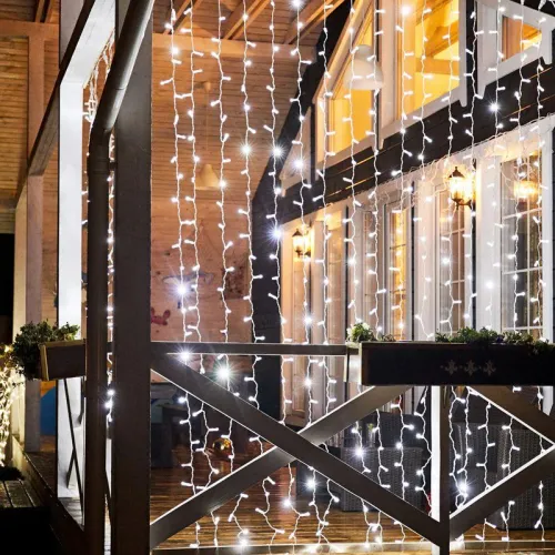 Гирлянда светодиодная "Светодиодный Дождь" 2х3м 448LED бел. 27Вт 230В IP65 постоян. свечение провод прозр. Neon-Night 235-155-6 фото 4