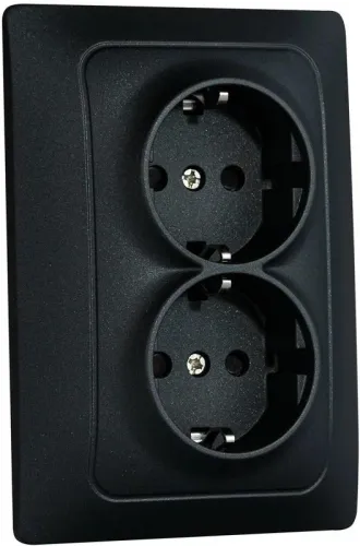 Механизм розетки 2-местн. с/з с з/ш СП Bravo 16А IP20 250В графит GUSI С10Р6-010