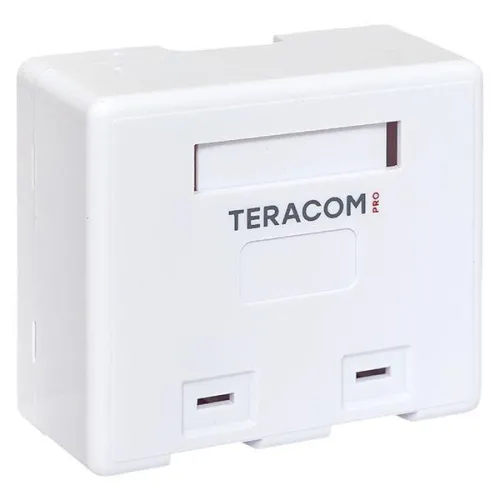 Корпус розетки настенной на 2 модуля Keystone со шторками и маркерами бел. TERACOM PRO EKF TRP-EBOX-2KSTN-WH