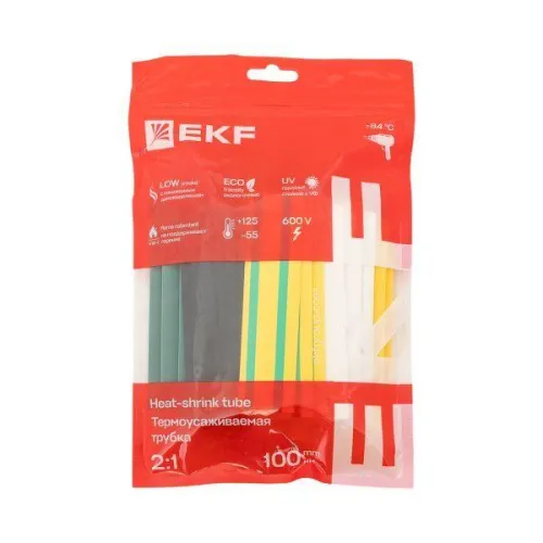 Набор трубок термоусадочных ТУТ нг тонкостен. 16/8 (7 цветов по 3шт 100мм) EKF tut-n-16 фото 4
