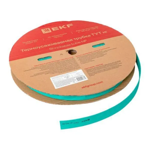 Трубка термоусадочная ТУТ нг 20/10 зел. (уп.100м) EKF tut-20-j фото 4