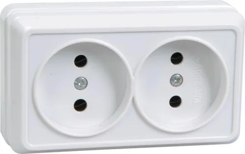 Розетка 2-м ОП Октава 10А IP20 без заземл. бел. GENERICA ERO20-K01-10-DC