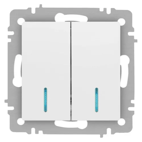 Выключатель 2-кл. СП Accent 6-105-01М 10А IP20 250В с подсветкой AL/CU бел. матов. Intro Б0063507