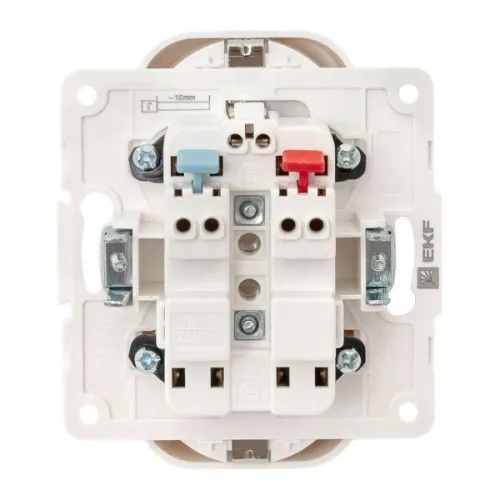 Розетка 2-м СП Стокгольм 16А IP20 с заземл. защ. шторки механизм бел. PROxima EKF EYR16-128-10 фото 2