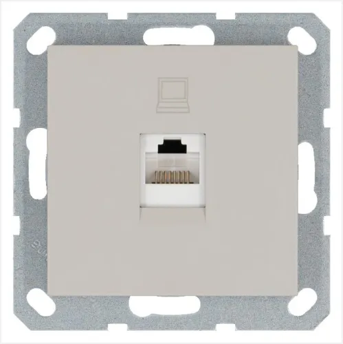 Розетка компьютерная 1-м RJ45 IP20 кат. 5E механизм тауп Jasmart G6105T