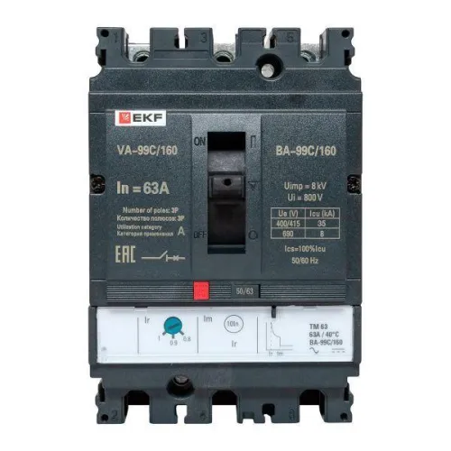 Выключатель автоматический 3п 160/63А 36кА ВА-99C Compact NS PROxima EKF mccb99C-160-63 фото 3