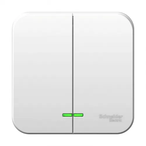 Выключатель 2-кл. ОП Blanca 10А IP20 (сх. 5) 250В с подсветкой с изолир. пластиной бел. SE BLNVA105111