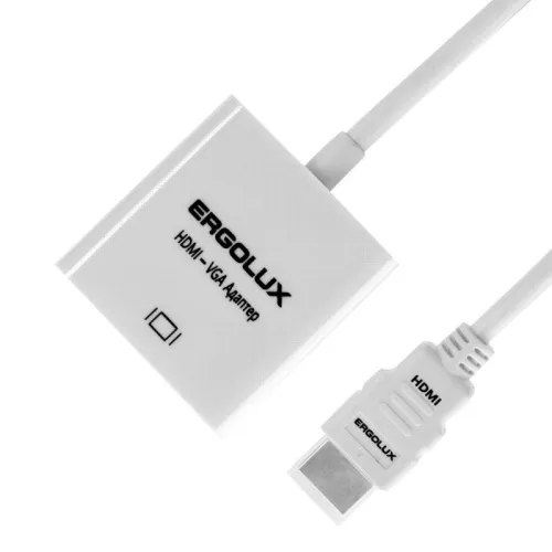 Переходник VGA-HDMI+AUX ELX-VA01P-HDMI комплект пластик пакет бел. Ergolux 15297 фото 2