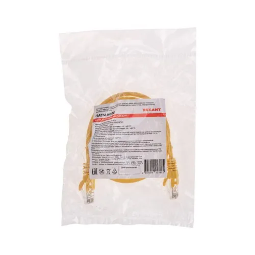 Патч-корд U/UTP CAT 5e RJ45-RJ45 26AWG LSZH желт. 0.5м Rexant 02-0105-05 фото 4